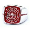 thumbnail image 1 of K-KED Black/Red Enamel Fire Department Firefighter Ring Stainless Steel Fireman Ring-10-Red, 1 of 9