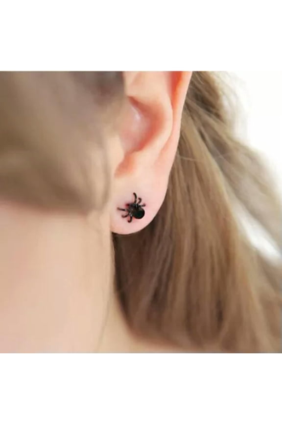 Black Spider Ear Stud 3D Animal Punk Unisex Earrings Cute Funny Earrings Jewelry-1