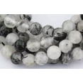 thumbnail image 1 of K-KED Black Tourmalinated Quartz Smooth Round Beads 6mm 8mm 10mm 15" Strand-8 mm, 1 of 6