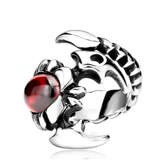K-KED Blood Stone Scorpion King Ring Stainless Steel Men's Vintage Scorpion Punk Ring-11