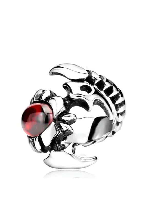 Blood Stone Scorpion King Ring Stainless Steel Men's Vintage Scorpion Punk Ring-12