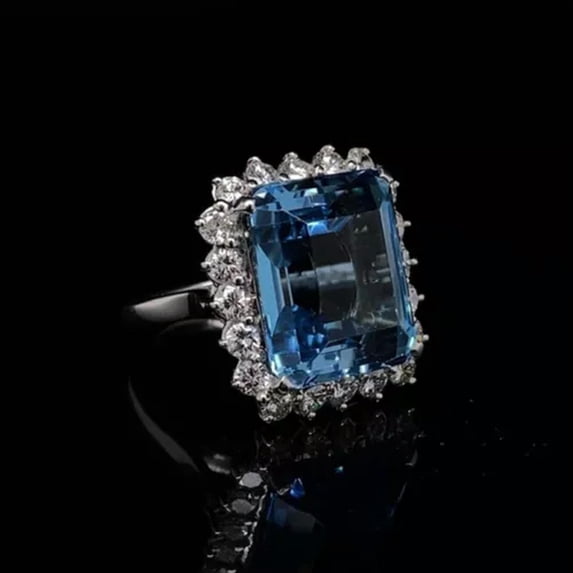 K-KED Blue 925 Silver Filled Ring Women Cubic Zircon Wedding Delicate Jewelry Gift Sz 6-10-9