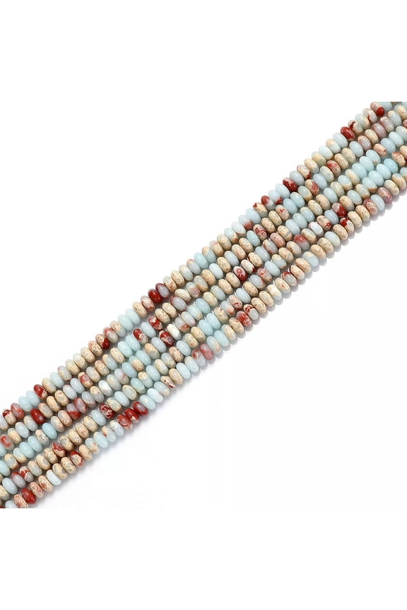 Blue Aqua Terra Jasper Smooth Rondelle Beads Size 2x4mm 15'' Strand