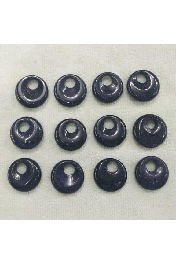 Blue Sand Stone Gogo Donut Charms Pendants Beads 18mm for Delicate Jewelry Making 12pcs