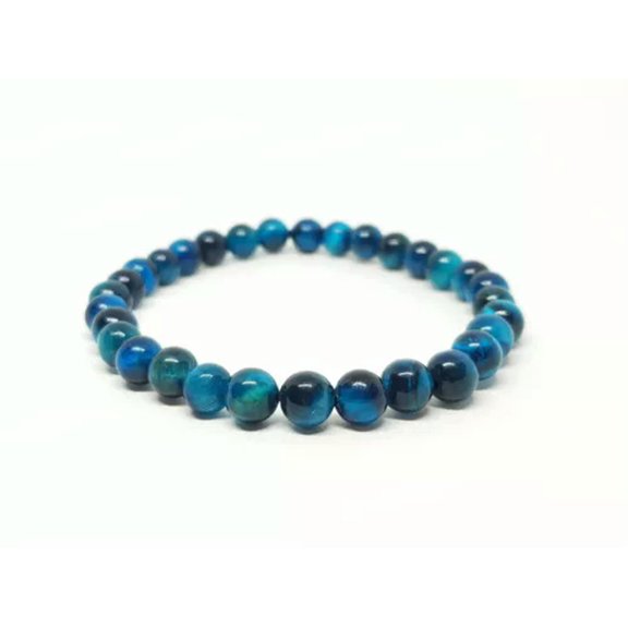 K-KED Blue Tigers Eye Bracelet Hawks Eye Bracelet 8mm 6mm Tiger's Eye Healing Gemstone-6 mm-8 in