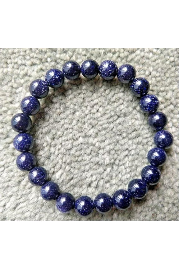 Blue goldstone sandstone crystal healing 6mm 8mm or 10mm Bead bracelet-10mm