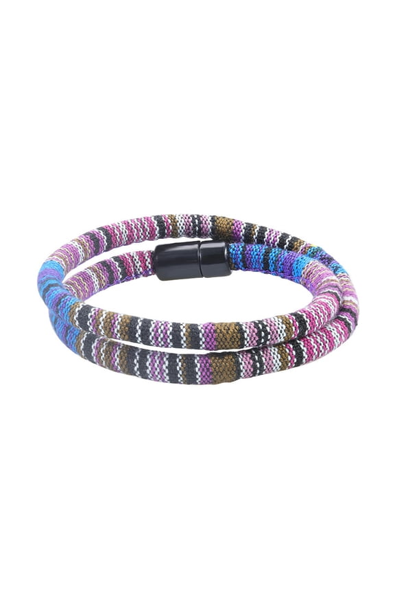 Bohemian Cotton Linen Double Layer Magnetic Suction Buckle National Bracelets-2