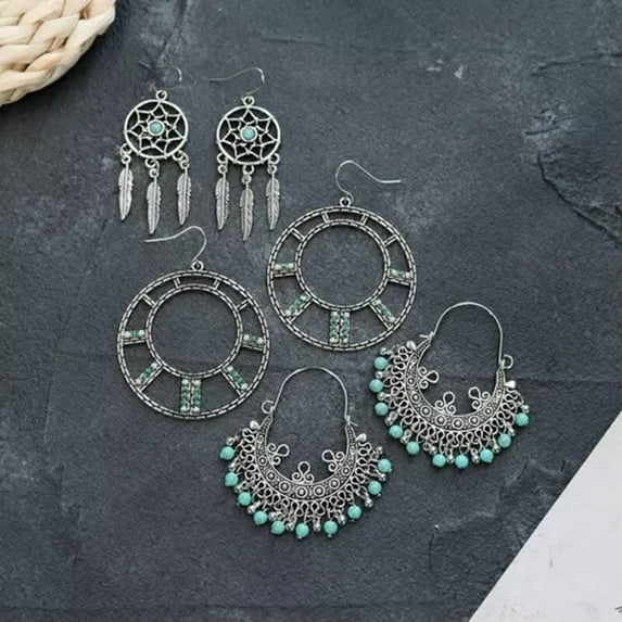 K-KED Bohemian Style EarringsTurquoise Long Multifunctional Earrings Suitable ForWomen-3