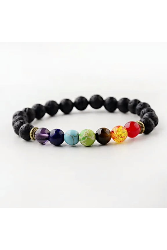 Bracelet Chakra Healing Beads Lava Natural Reiki Stone 7 8mm Gemstone Meditation