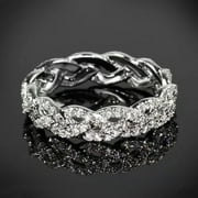 K-KED Braided Cubic Zircon Ring Fashion 925 Silver Filled Party Delicate Jewelry Sz 6-10-9