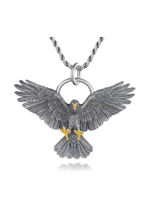 Brave Eagle Snake Stainless Steel Pendant Necklace for Mens Chains Gift-default