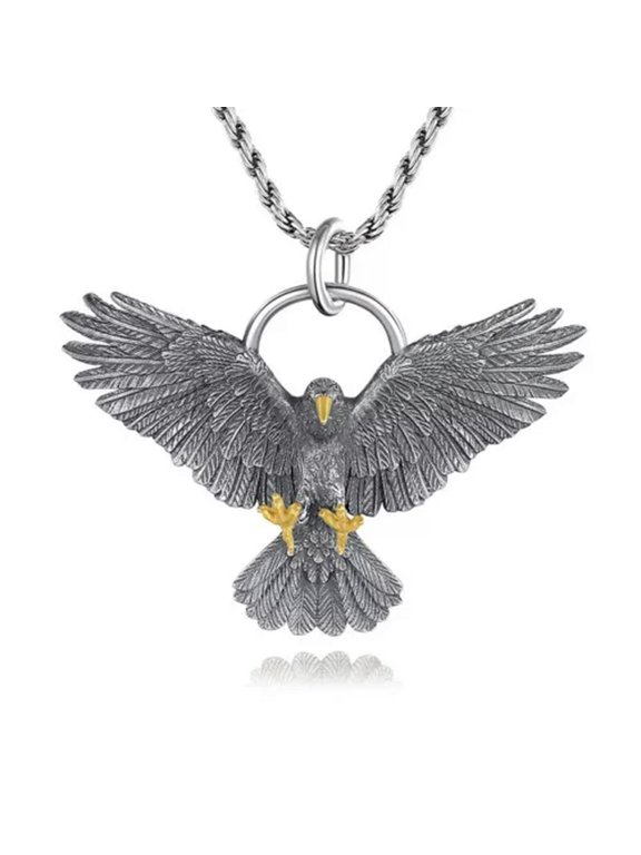 Brave Eagle Snake Stainless Steel Pendant Necklace for Mens Chains Gift-default