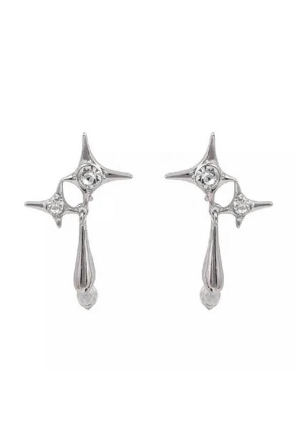 Bright Elegant Drop Tassels Earrings Liquid Metal Crystal Dangle Earrings-Silver