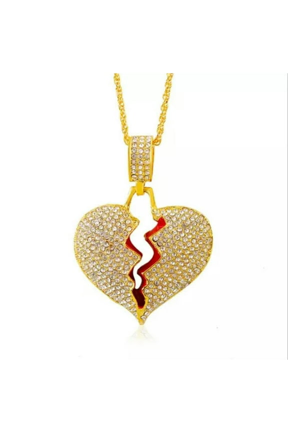 Broken Heart Best Friend Punk Shinny Shinny Bling Necklace Chain Pendant Gift