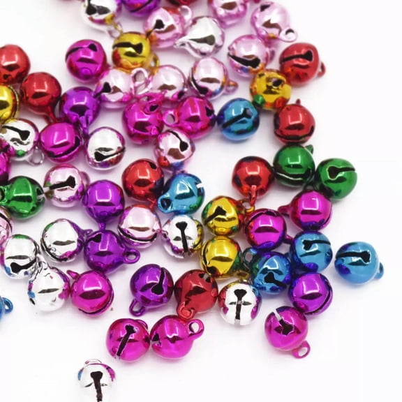 K-KED Bulk Lot 100 PCS 8mmX10mm Multi-Color Metal Jingle Bells For Crafts Christmas