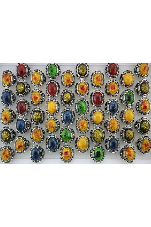 Bulk Lots 32pcs Silver P Delicate Jewelry Big Mixed Resin Cool Rings Wholesale Ring
