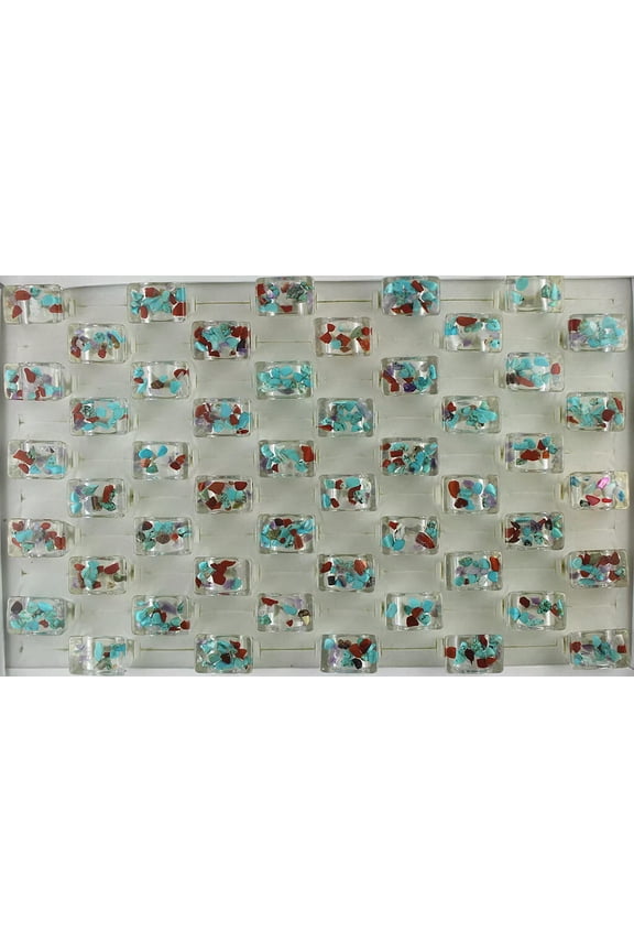 Bulk Lots 32pcs Small Natural Stone Ring Mixed Lots Resin Lady's Rings Gifts