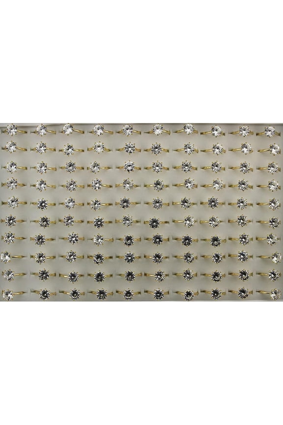 Bulk Lots 32pcs Wedding Ring Clear Round Cubic Zirconia Gold P Lady's Rings
