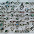 thumbnail image 1 of K-KED Bulk lots 30pcs New Mix Punk Rock Retro Silver Ring Animal Eyes Snake Party Ring, 1 of 7