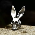 thumbnail image 1 of K-KED Bunny Ears Skull Head Ring Stainless Steel Men's Gothic Rabbit Skull Biker Ring-7, 1 of 6