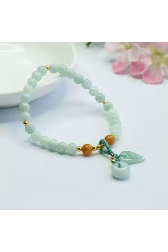Burmese Jade Donut Bracelets Jadeite Natural Delicate Jewelry White Bead Bracelet Women
