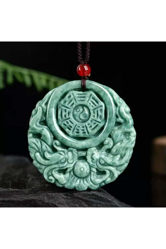 Burmese Jade Dragon Pendant Necklace Emerald Green Jadeite Natural Jewelry