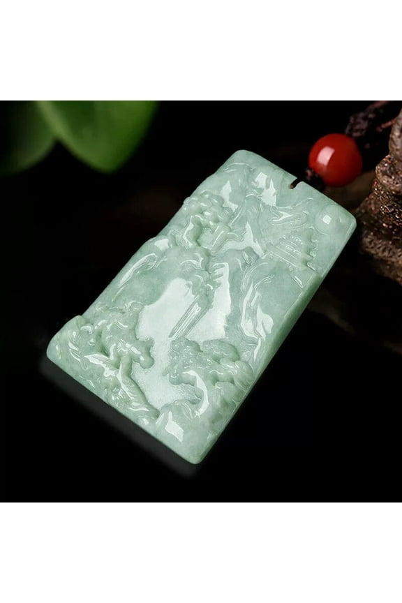 Burmese Jade Landscape Pendant Emerald Jadeite Delicate Jewelry Natural Green Necklace