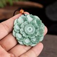 thumbnail image 1 of K-KED Burmese Jade Lotus Pendant Delicate Jewelry Necklace Jadeite Natural Green Emerald, 1 of 6