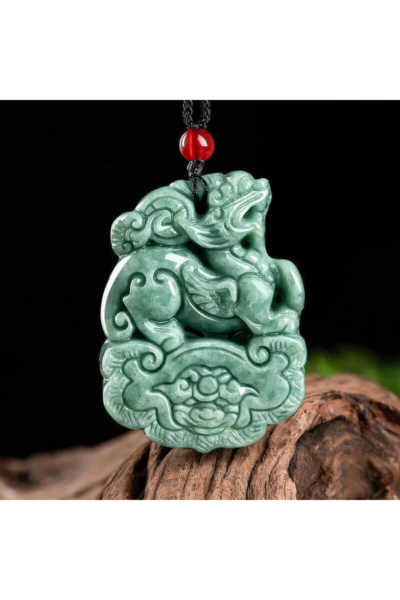 Burmese Jade Qilin Pendant Jadeite Green Necklace Natural Emerald Jewelry