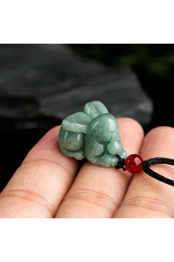 Burmese Jade Rabbit Pendant Necklace Natural Green Delicate Jewelry Jadeite Stone