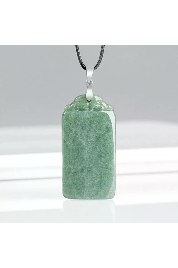 Burmese Jadeite Pendant Necklace 925 Silver Natural Jade Gemstone Green Stone