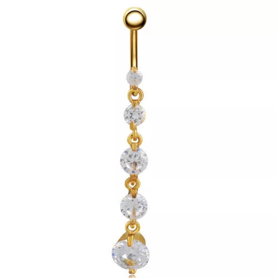 K-KED Butterfly Belly Button Bar Barbell Drop Dangle Body Piercing Navel Ring Bar Gift-Gold
