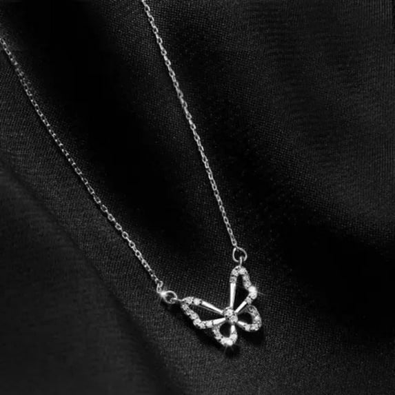 K-KED Butterfly Necklace Delicate Jewelry Elegant Fashion Individuality Retro Vintage Necklace-Silver
