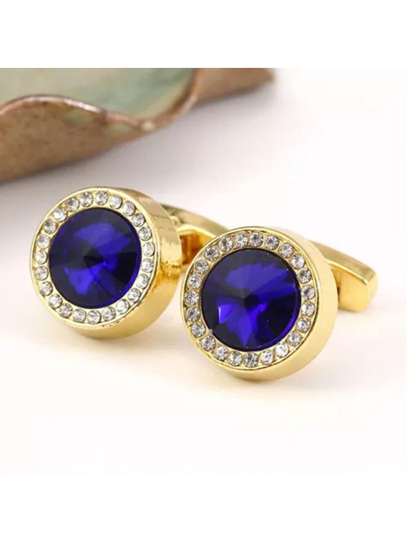 Button Cover Clothing Buttons Cufflink Crystal Delicate Jewelry Accessories French Round/-blue