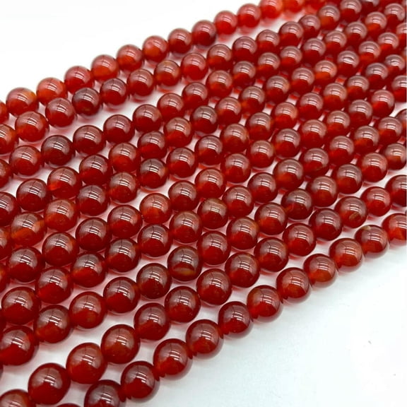 K-KED Carnelian Smooth Round Gemstone Beads 6mm Approx 15.5" Strand