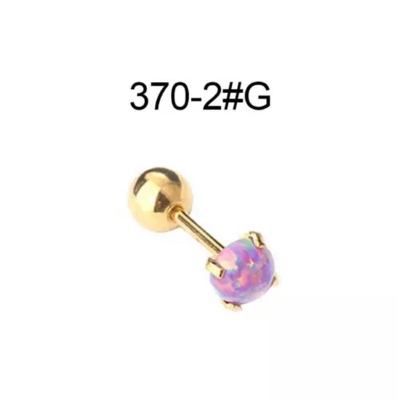 K-KED Cartilage Earrings Stud Rook Piercing Opal Gem Ball Flat Back Tragus Nose Helix!-3702#G-4mm