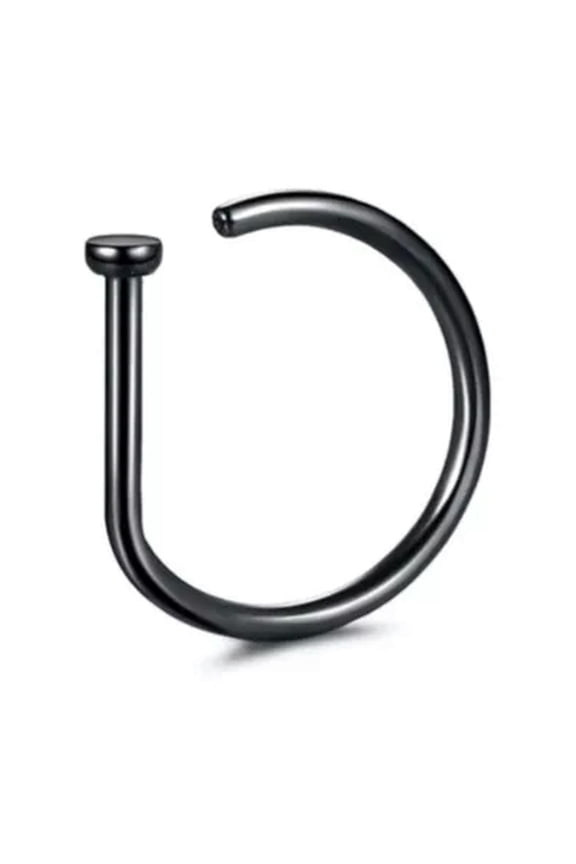 Simple Nostril Earring Nose Hoops Clip Cuff Fake Piercing Women Men Delicate Jewelry -Black-1cm