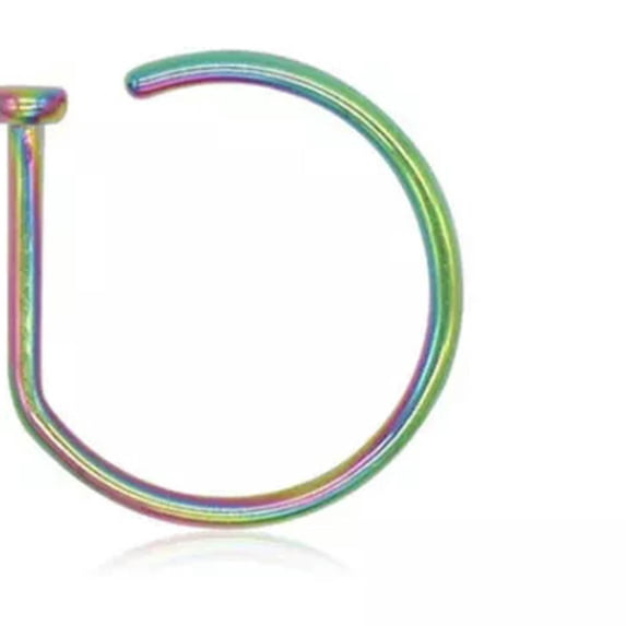 K-KED Simple Nostril Earring Nose Hoops Clip Cuff Fake Piercing Women Men Delicate Jewelry -Multicolor-0.8cm