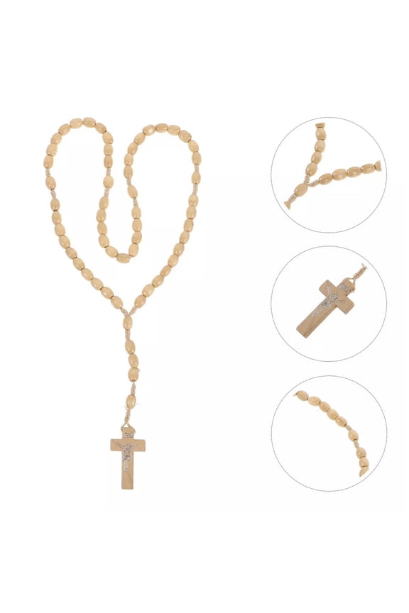Catholic Cross Prayer Bead Necklace Mens Chain for Men's Necklaces