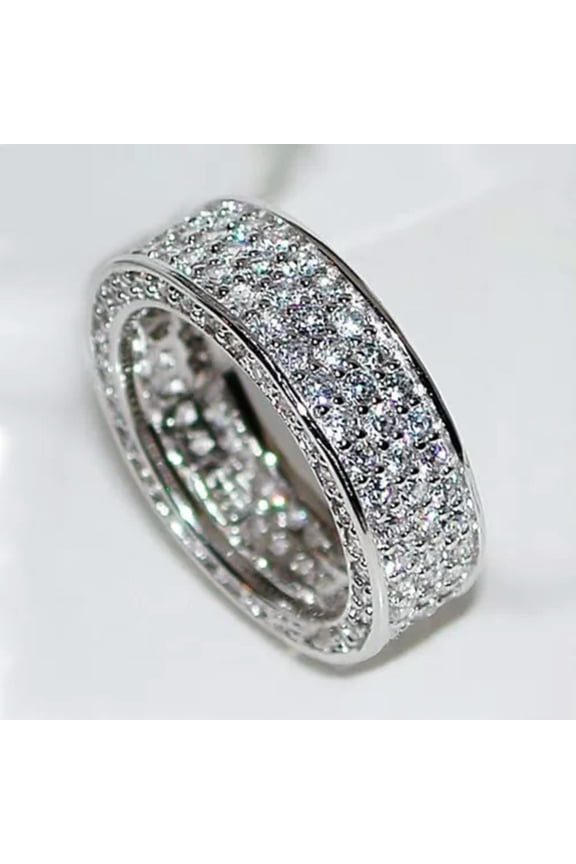 Charm 925 Silver Filled Rings Women Cubic Zirconia Engagement Delicate Jewelry Size 6-10-6