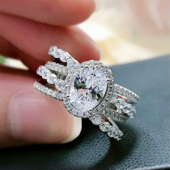 K-KED Charm Wedding Party Women 925 Silver Filled Ring Cubic Zirconia Delicate Jewelry Sz 6-10-7