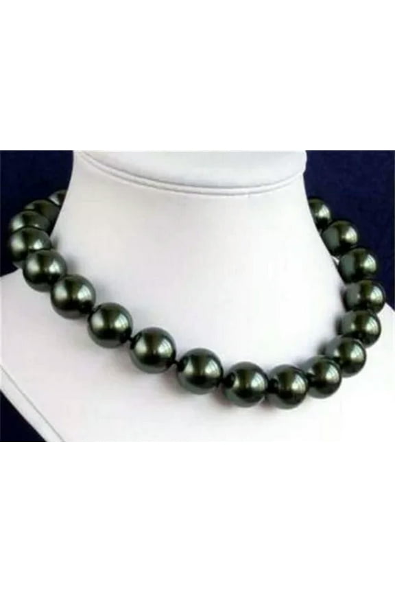 Charming Natural Genuine 16MM South Sea Black Shell Pearl Necklace 16-24"-18 in