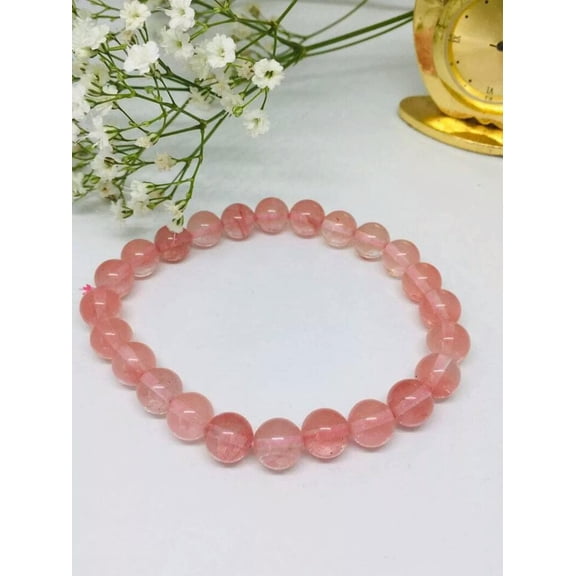 K-KED Cherry Quartz 8mm Crystal Gemstone Bracelet Chakra Natural Stone Bead Gift