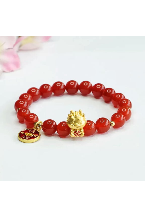 China Natural Red Agate Zhaocai Dragon Hand Chain Bracelet Zodiac Dragon Year