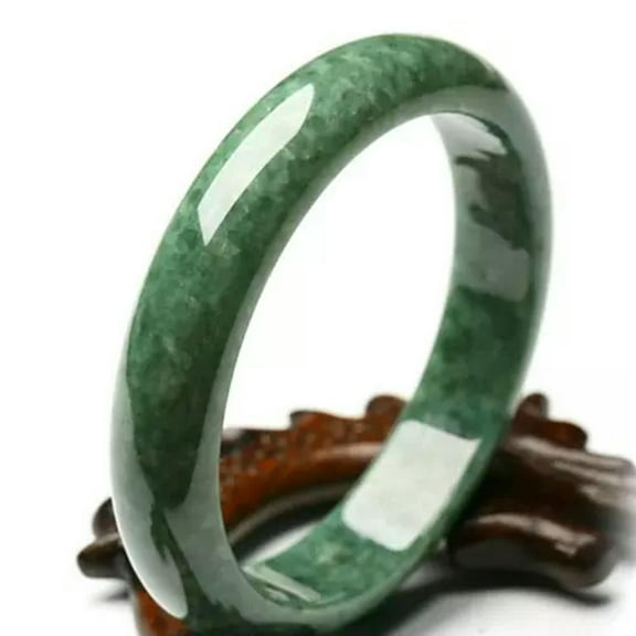 K-KED Chinese Beautiful Genuine Natural Green Jade Gems Bangle Beauty Bracelet-55- 56