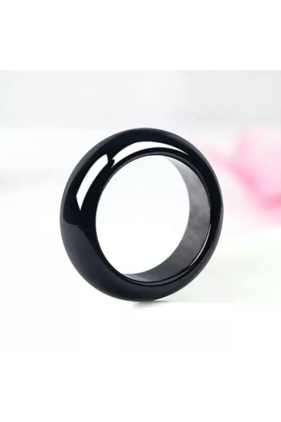 Chinese Natural Emerald Jadeite Dark Jade Ring Couples Women Men Brief Ring-19mm