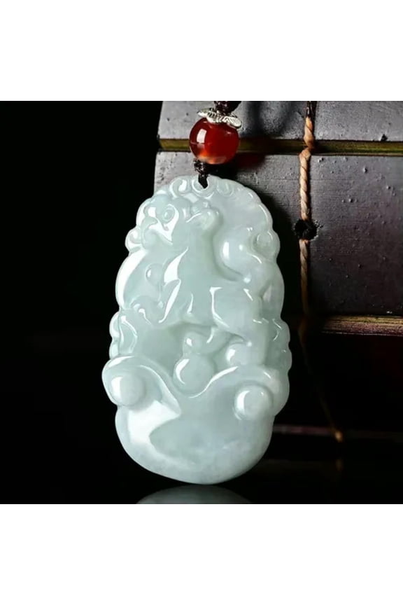 Chinese Natural Jadeite Jade Pendant Twelve Zodiac Animal Pendant Women Men-Dog