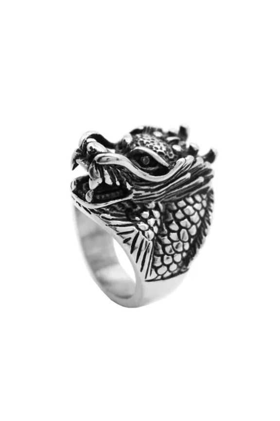 Chinese Style Retro Fashion Domineering Stainless Steel Bib Rings Size 7-12-11