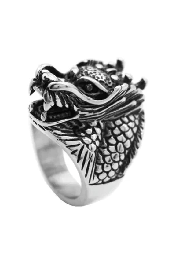 Chinese Style Retro Fashion Domineering Stainless Steel Bib Rings Size 7-12-12