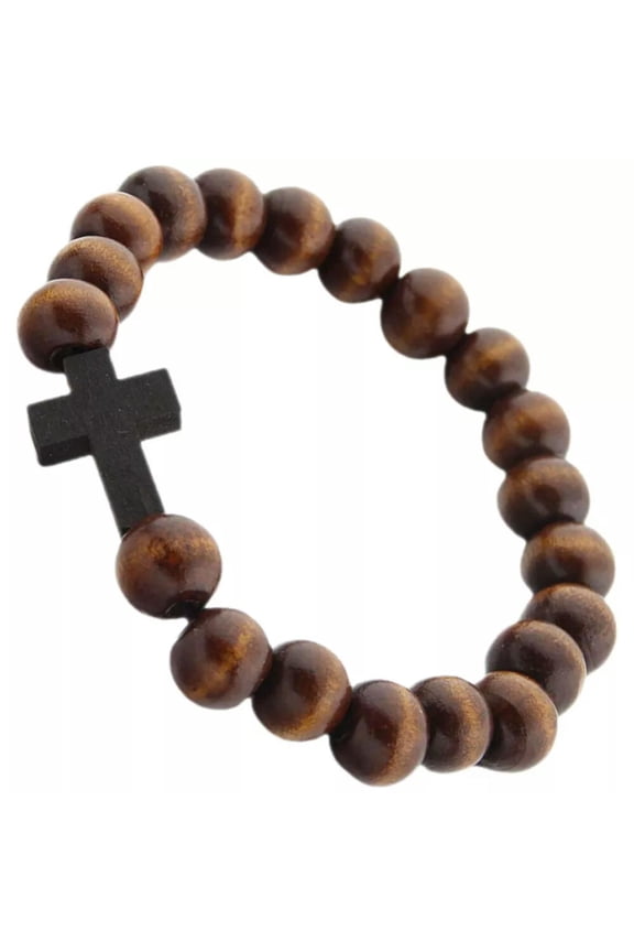 Christian Beaded Bracelet Black Mens Fashion Cross Birthday Man